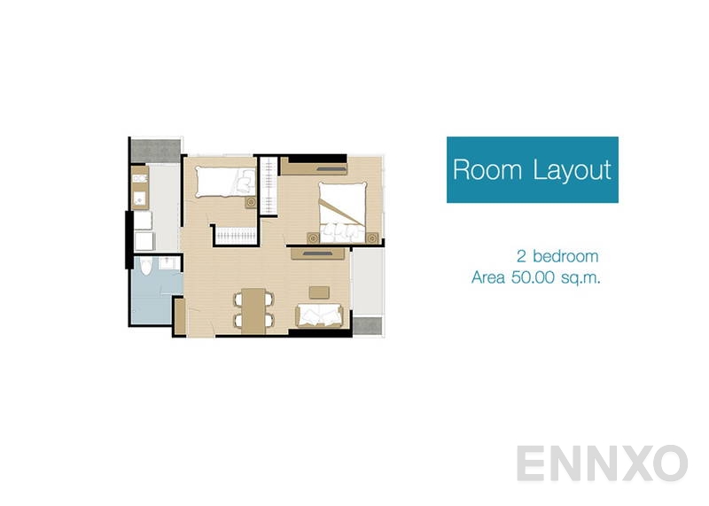 รูปแปลนห้อง 2 Bedroom  ของโครงการ เดอะ พาร์คแลนด์ เพชรเกษม