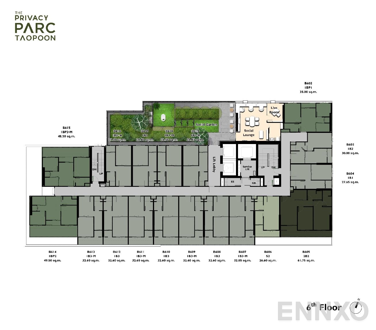 แปลนชั้น Plan 2 ของโครงการ เดอะ ไพเวซี่ พาร์ค เตาปูน