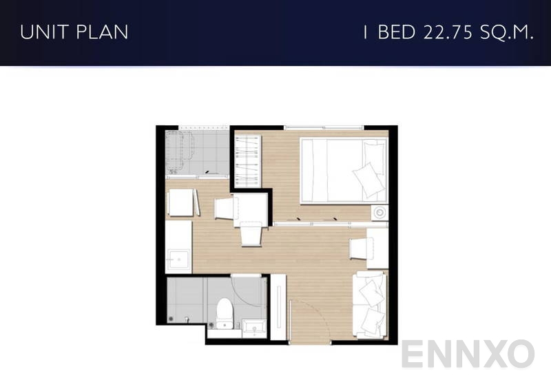 รูปแปลนห้อง 1 Bedroom   โครงการ เดอะ ไพรเวซี่ พระราม 9