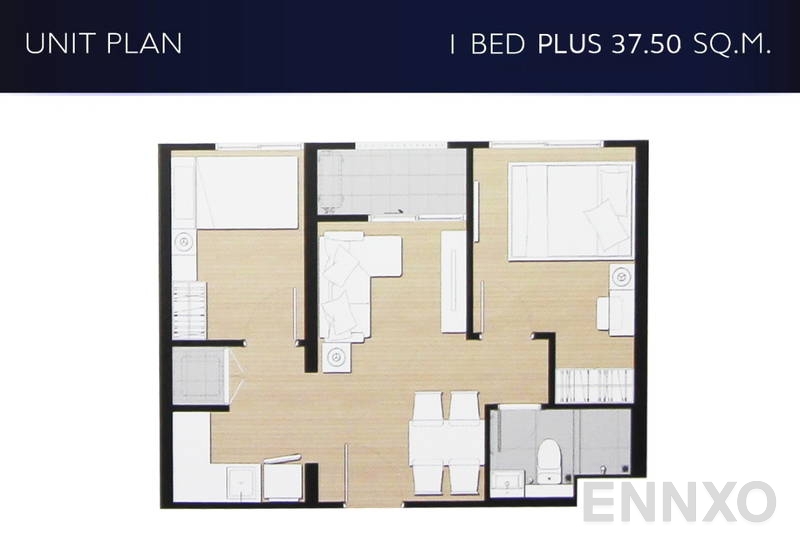 รูปแปลนห้อง 1 Bedroom Plus ของโครงการ The Privacy Rama 9