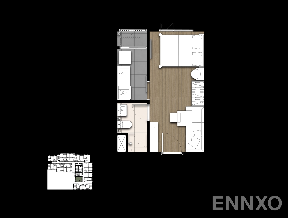 รูปแปลนห้อง Studio 1 โครงการ เดอะ ไพรเวซี่ เตาปูน อินเตอร์เชนจ์