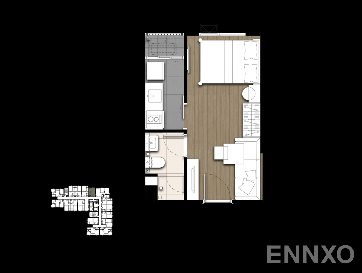 รูปแปลนห้อง Studio 2 ของโครงการ เดอะ ไพรเวซี่ เตาปูน อินเตอร์เชนจ์