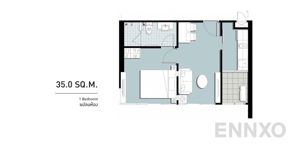 รูปแปลนห้อง 1 Bedroom ของโครงการ The Sky Sukhumvit