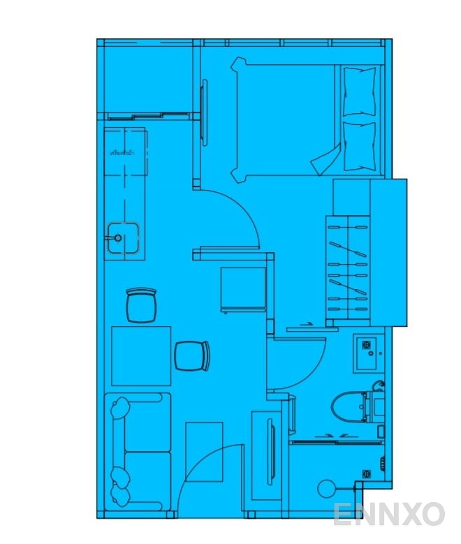 รูปแปลนห้อง Type 1 ของโครงการ The Strand Indeed Condo