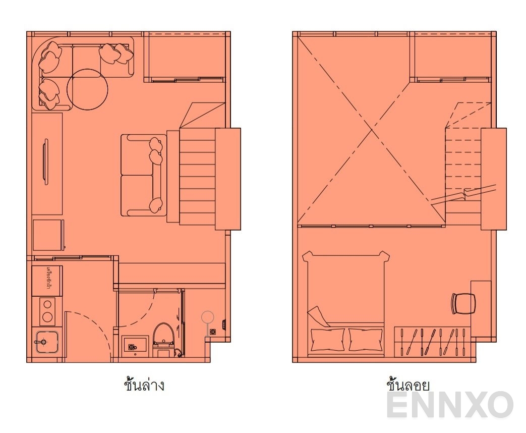 รูปแปลนห้อง Type 2 ของโครงการ The Strand Indeed Condo