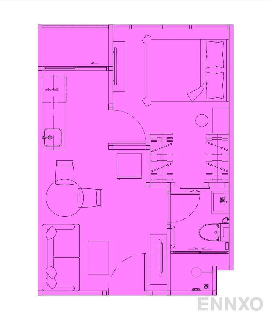 รูปแปลนห้อง Type 3 ของโครงการ The Strand Indeed Condo