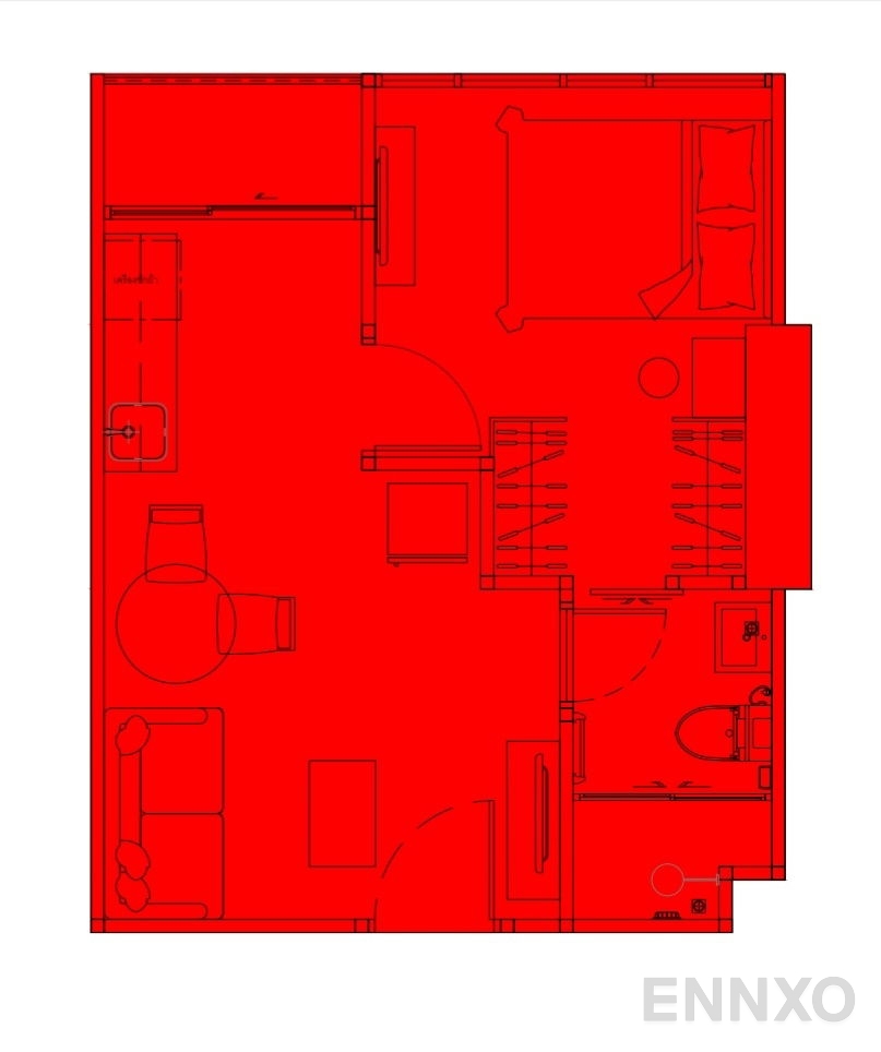 รูปแปลนห้อง Type 5 ของโครงการ The Strand Indeed Condo
