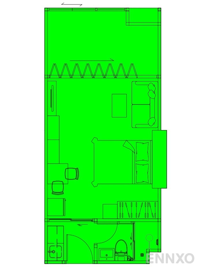 รูปแปลนห้อง Type 7 ของโครงการ The Strand Indeed Condo