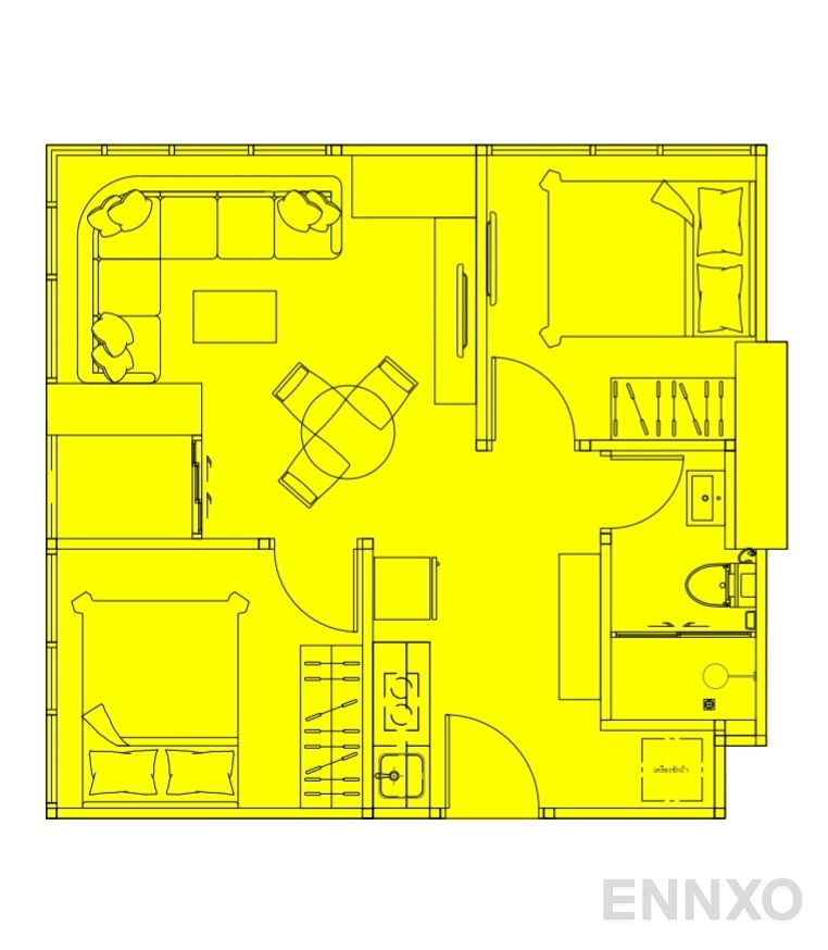 รูปแปลนห้อง Type 8 ของโครงการ The Strand Indeed Condo