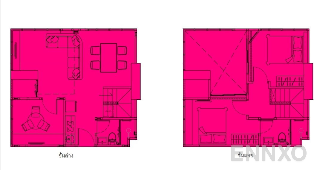 รูปแปลนห้อง Type 9 ของโครงการ The Strand Indeed Condo