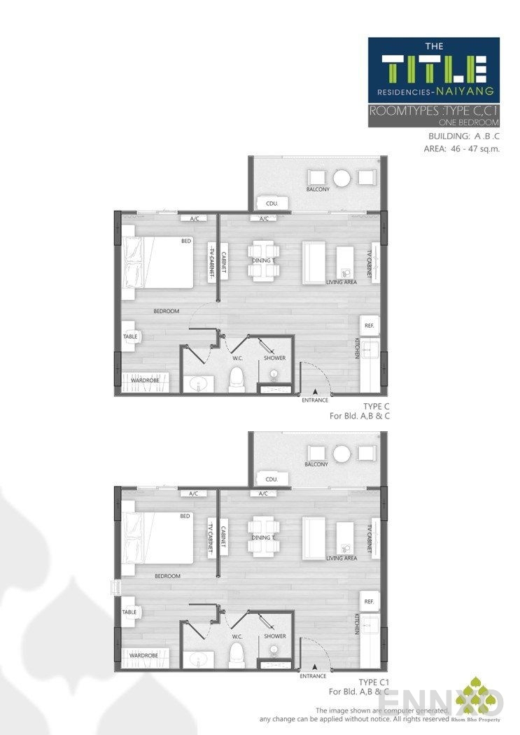 รูปแปลนห้อง C,C1 ของโครงการ เดอะ ไทเทิ้ล เรสซิเดนซีส์
