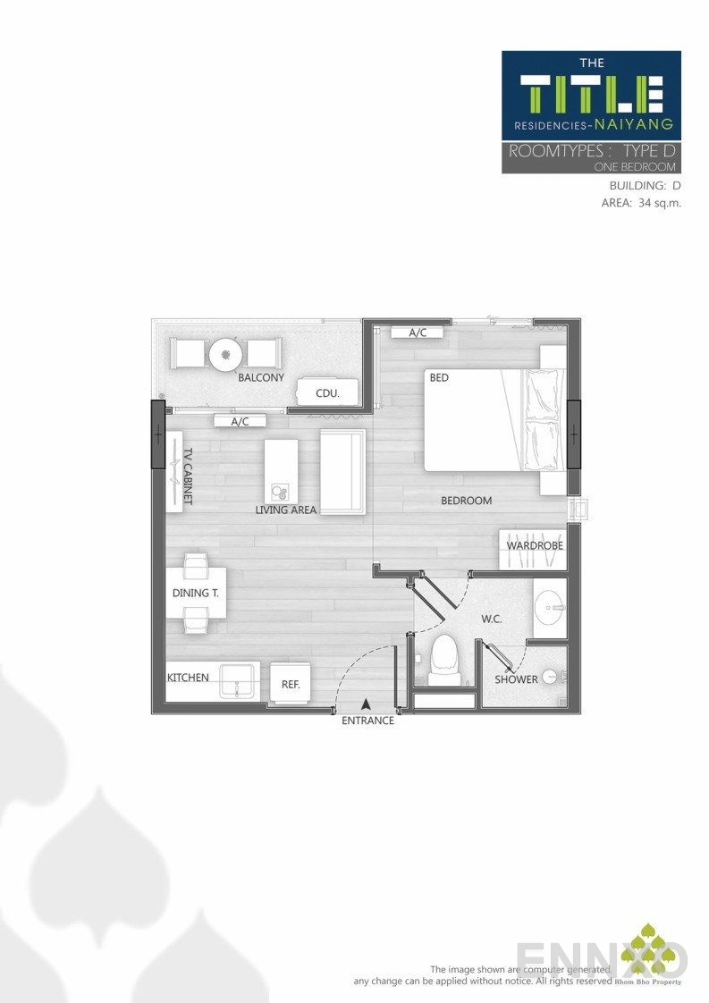 รูปแปลนห้อง D ของโครงการ เดอะ ไทเทิ้ล เรสซิเดนซีส์