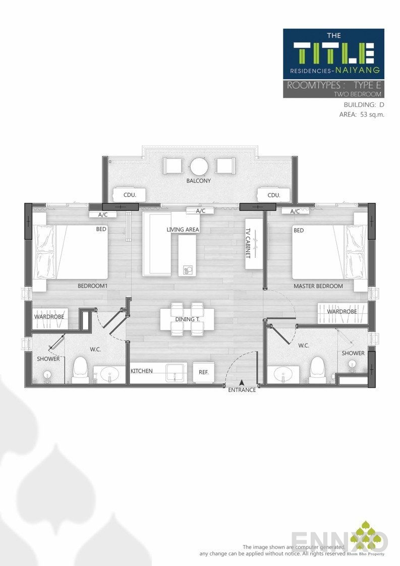 รูปแปลนห้อง E ของโครงการ เดอะ ไทเทิ้ล เรสซิเดนซีส์