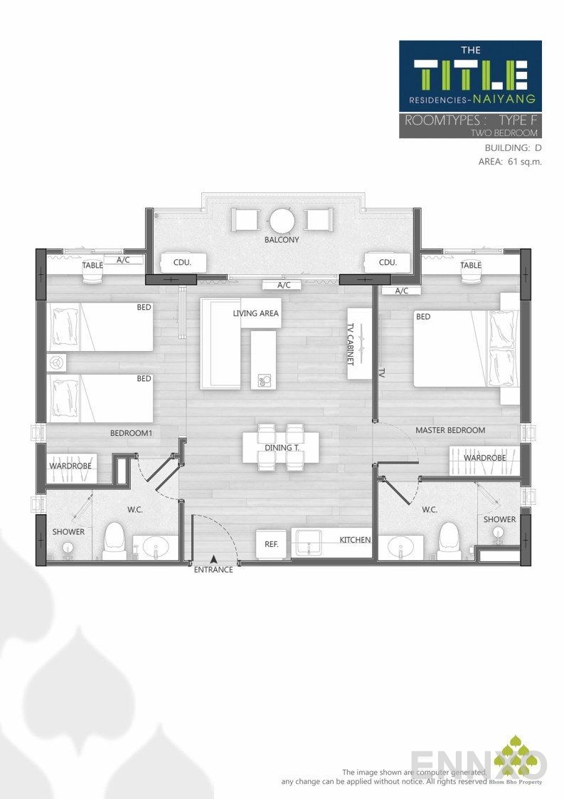 รูปแปลนห้อง F ของโครงการ เดอะ ไทเทิ้ล เรสซิเดนซีส์