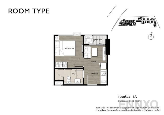รูปแปลนห้อง 1 Bedroom โครงการ เดอะทรี จรัญสนิทวงศ์ 30
