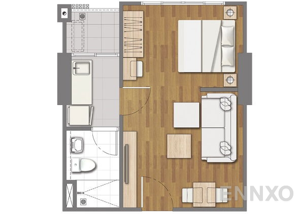 รูปแปลนห้อง Studio ของโครงการ เดอะ ทรี อินเตอร์เชนจ์