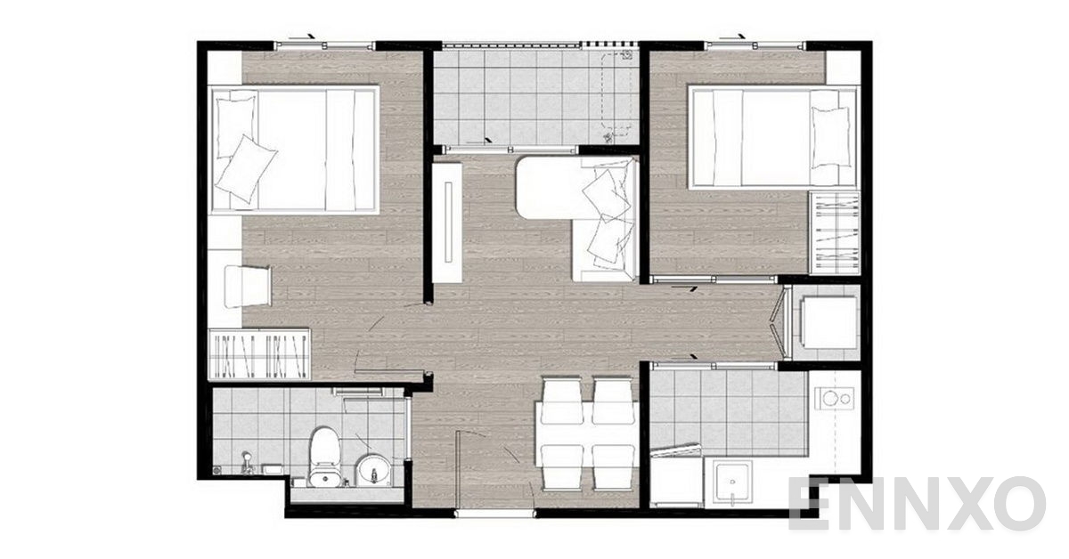 รูปแปลนห้อง 1 Bedroom Plus ของโครงการ เดอะทรี อ่อนนุช สเตชั่น