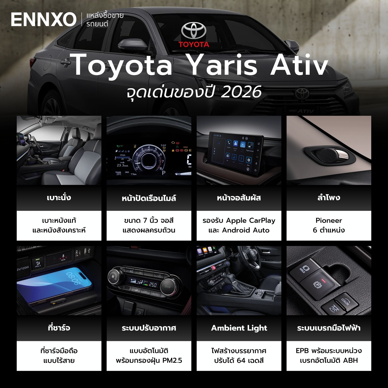 Toyota Yaris Ativ 2026 เทคโนโลยี ฟังก์ชันเด่น