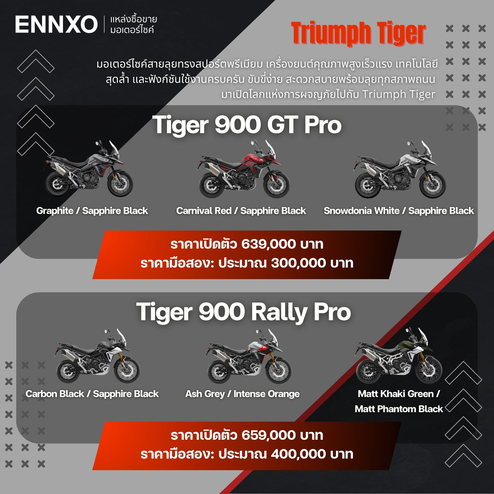 มอเตอร์ไซค์ Triumph Tiger 900 GT Pro และ Triumph Rally Pro
