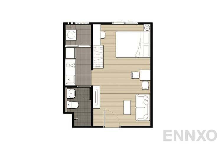 รูปแปลนห้อง 1 Bedroom ของโครงการ ยูนิโอ คอนโด จรัญฯ 3