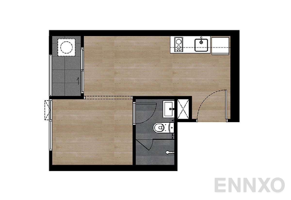 รูปแปลนห้อง Studio ของโครงการ ยูนิโอ เอช ติวานนท์