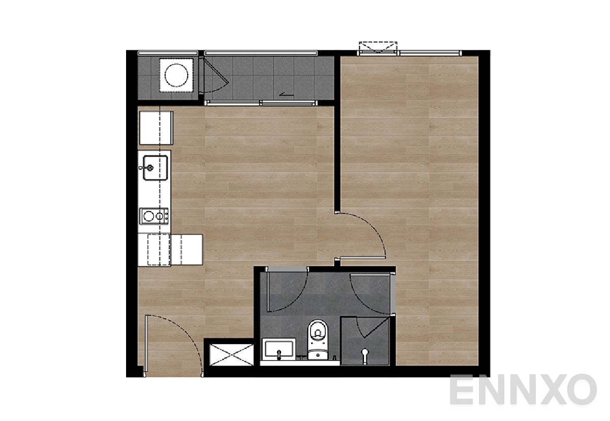 รูปแปลนห้อง 1 Bedroom Plus ของโครงการ ยูนิโอ เอช ติวานนท์
