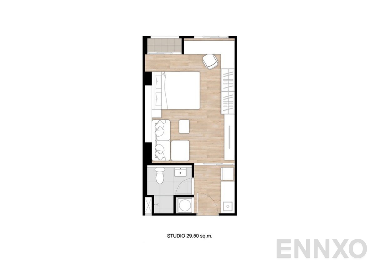 รูปแปลนห้อง Studio ของโครงการ วิลล์ 168 บางหว้า