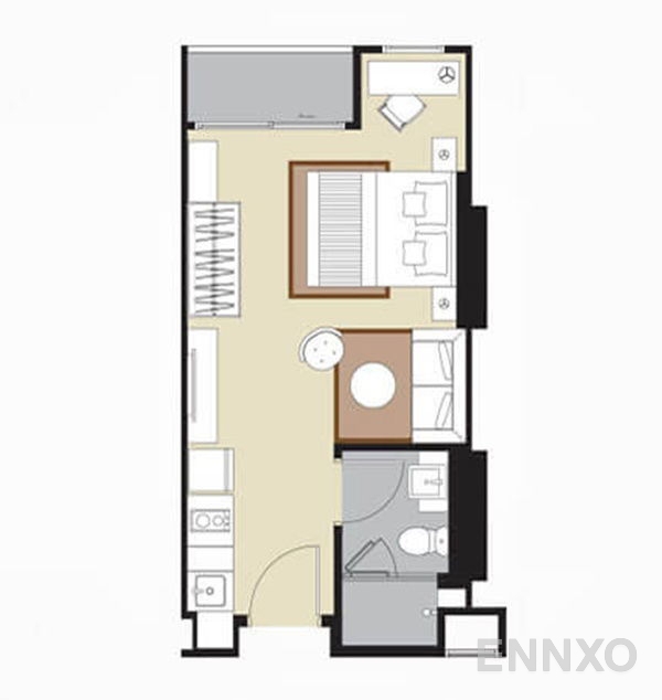 รูปแปลนห้อง Studio ของโครงการ วิซดอม อเวนิว รัชดา - ลาดพร้าว