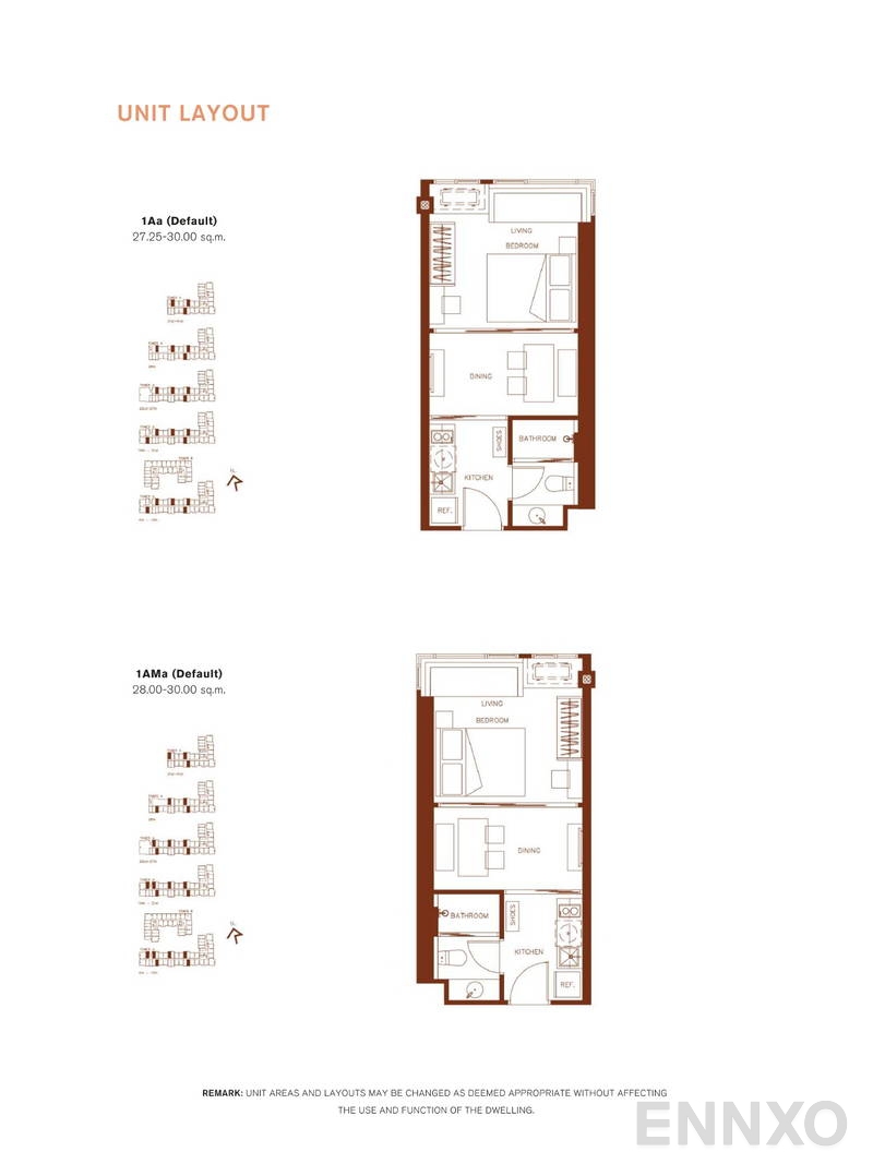 รูปแปลนห้อง 1 Bedroom โครงการ เอ็กซ์ที ห้วยขวาง