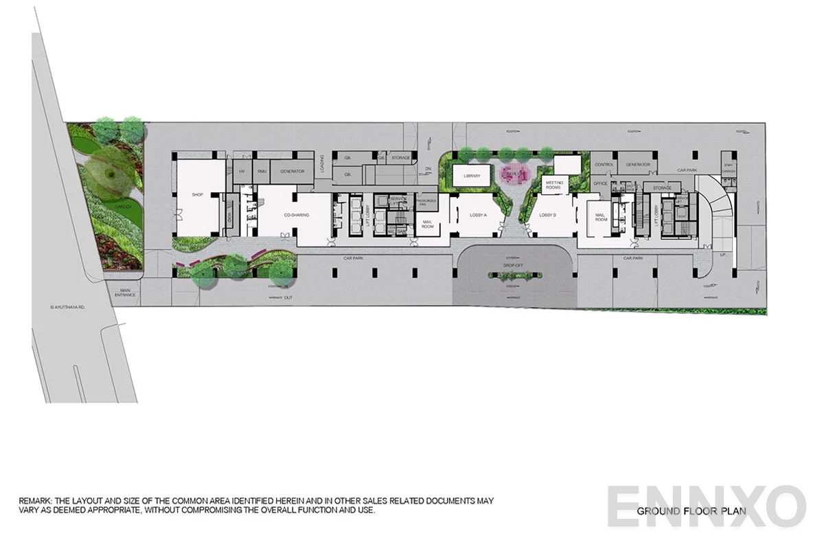 แปลนชั้น Ground Floor ของโครงการ XT Phayathai