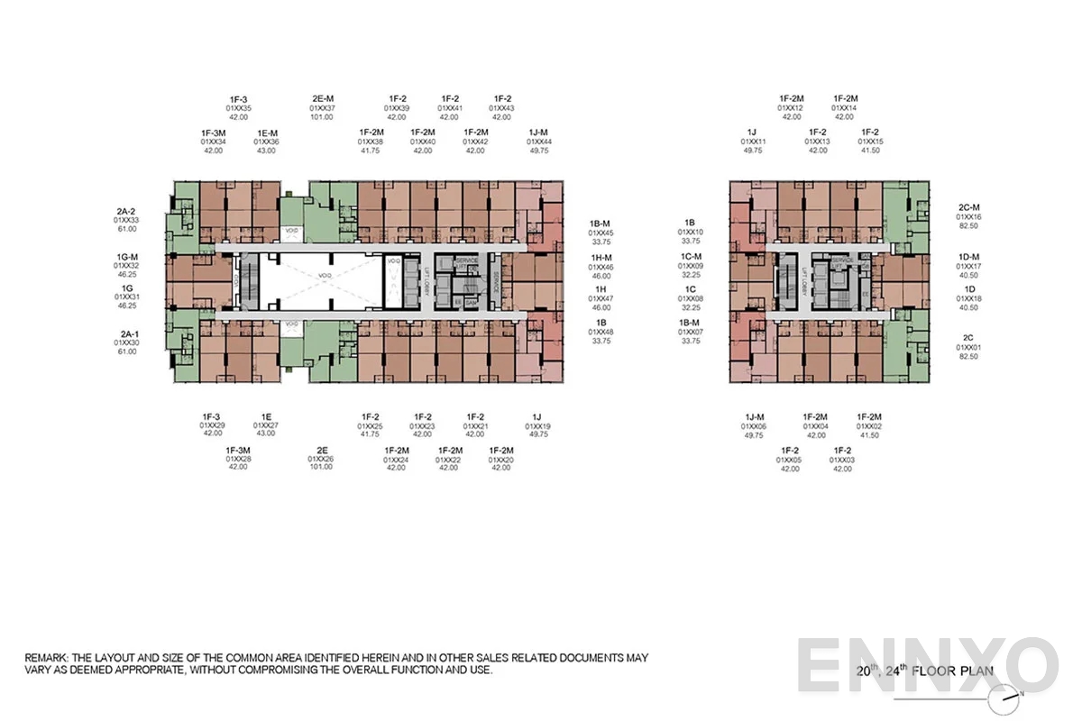 แปลนชั้น 20th, 24th Floor ของโครงการ XT Phayathai