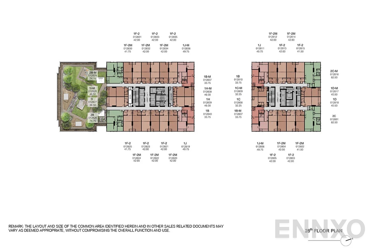 แปลนชั้น 28th Floor ของโครงการ XT Phayathai