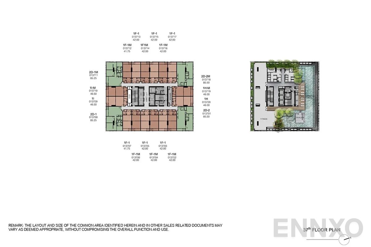 แปลนชั้น 37th Floor ของโครงการ XT Phayathai