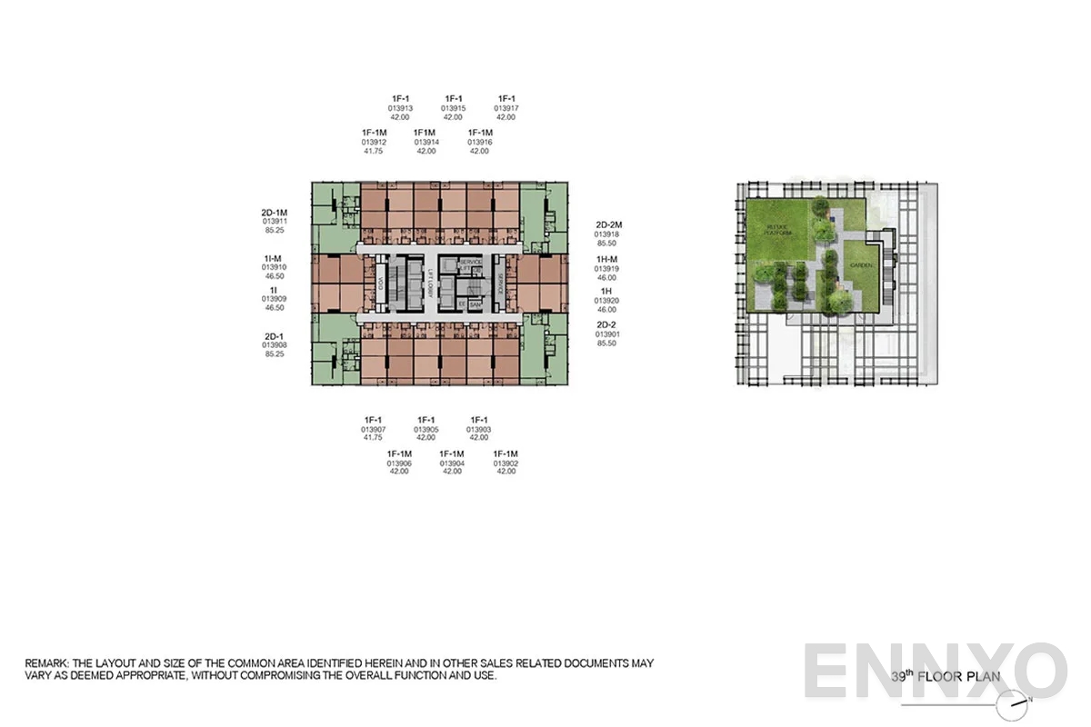 แปลนชั้น 39th Floor ของโครงการ XT Phayathai