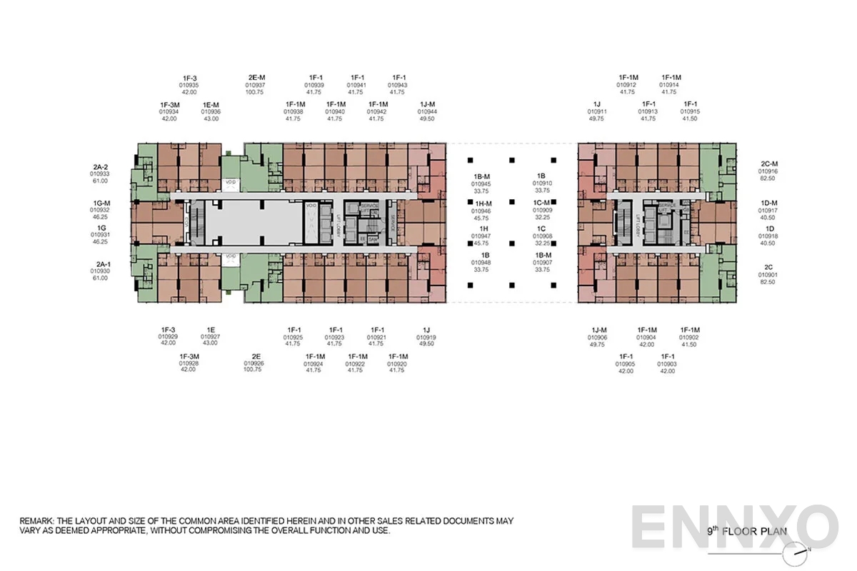 แปลนชั้น 9th Floor ของโครงการ XT Phayathai