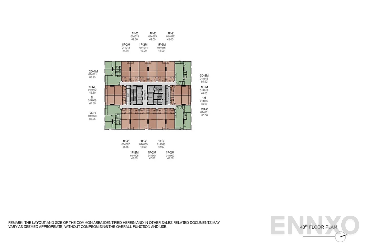 แปลนชั้น 40th Floor ของโครงการ XT Phayathai