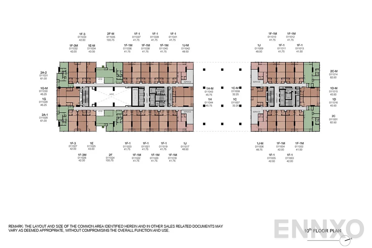 แปลนชั้น 10th Floor ของโครงการ XT Phayathai