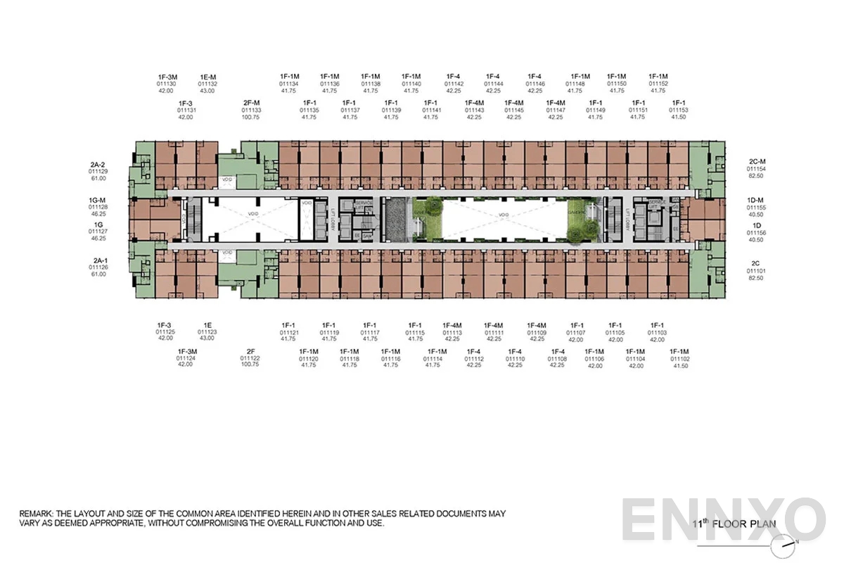 แปลนชั้น 11th Floor ของโครงการ XT Phayathai