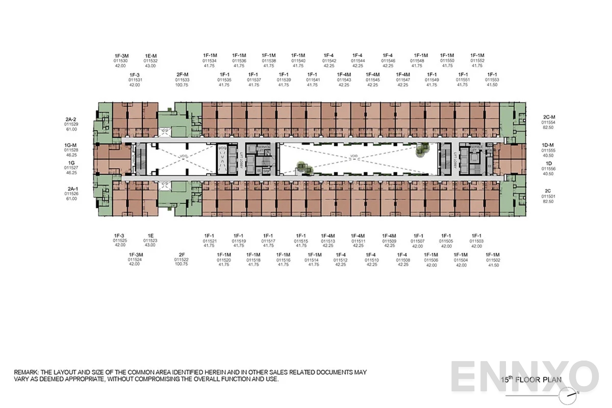 แปลนชั้น 15th Floor ของโครงการ XT Phayathai