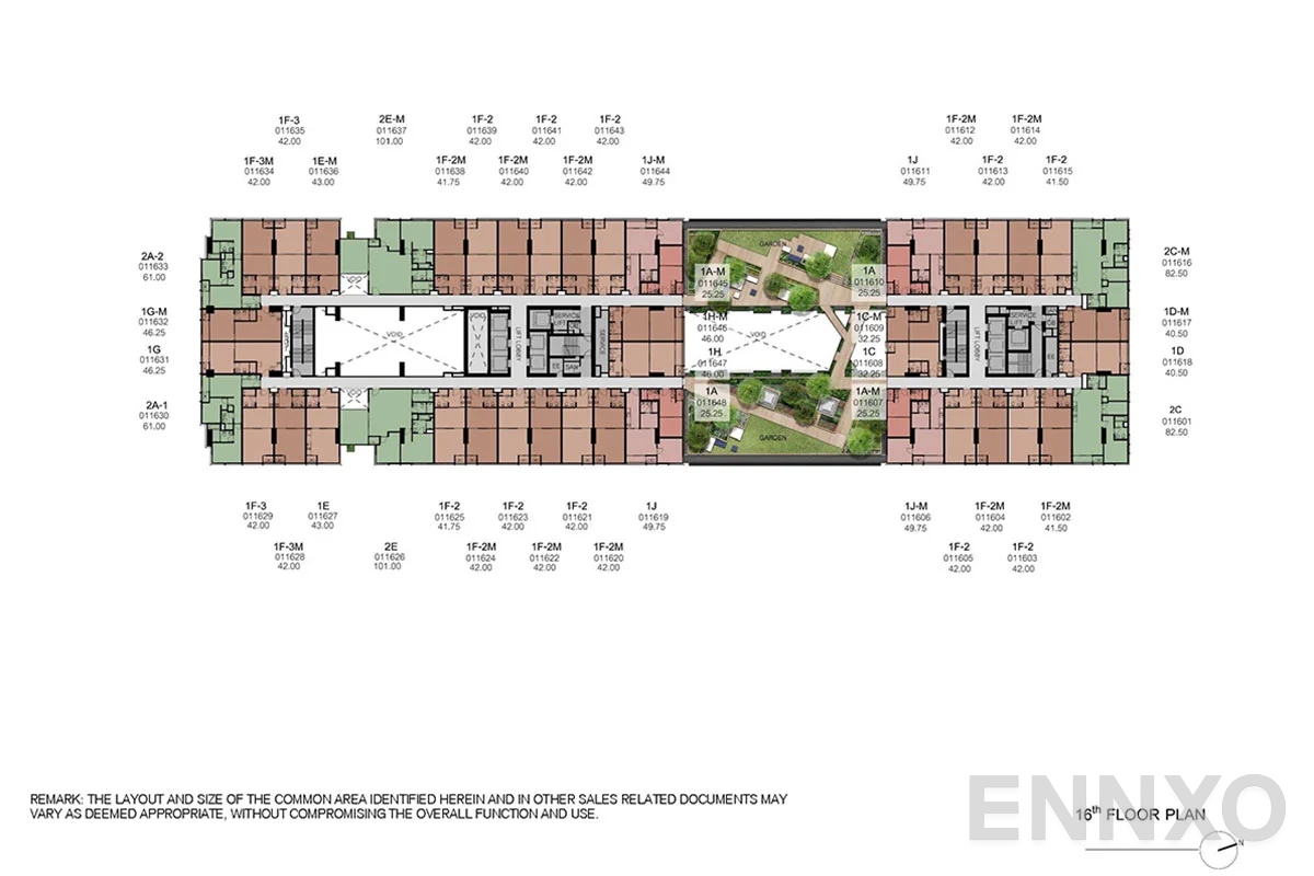 แปลนชั้น 16th Floor ของโครงการ XT Phayathai