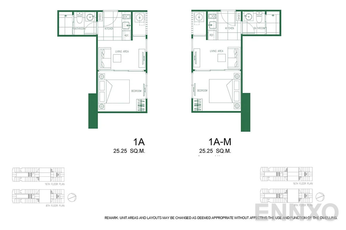 รูปแปลนห้อง 1A - 1A-M ของโครงการ XT Phayathai