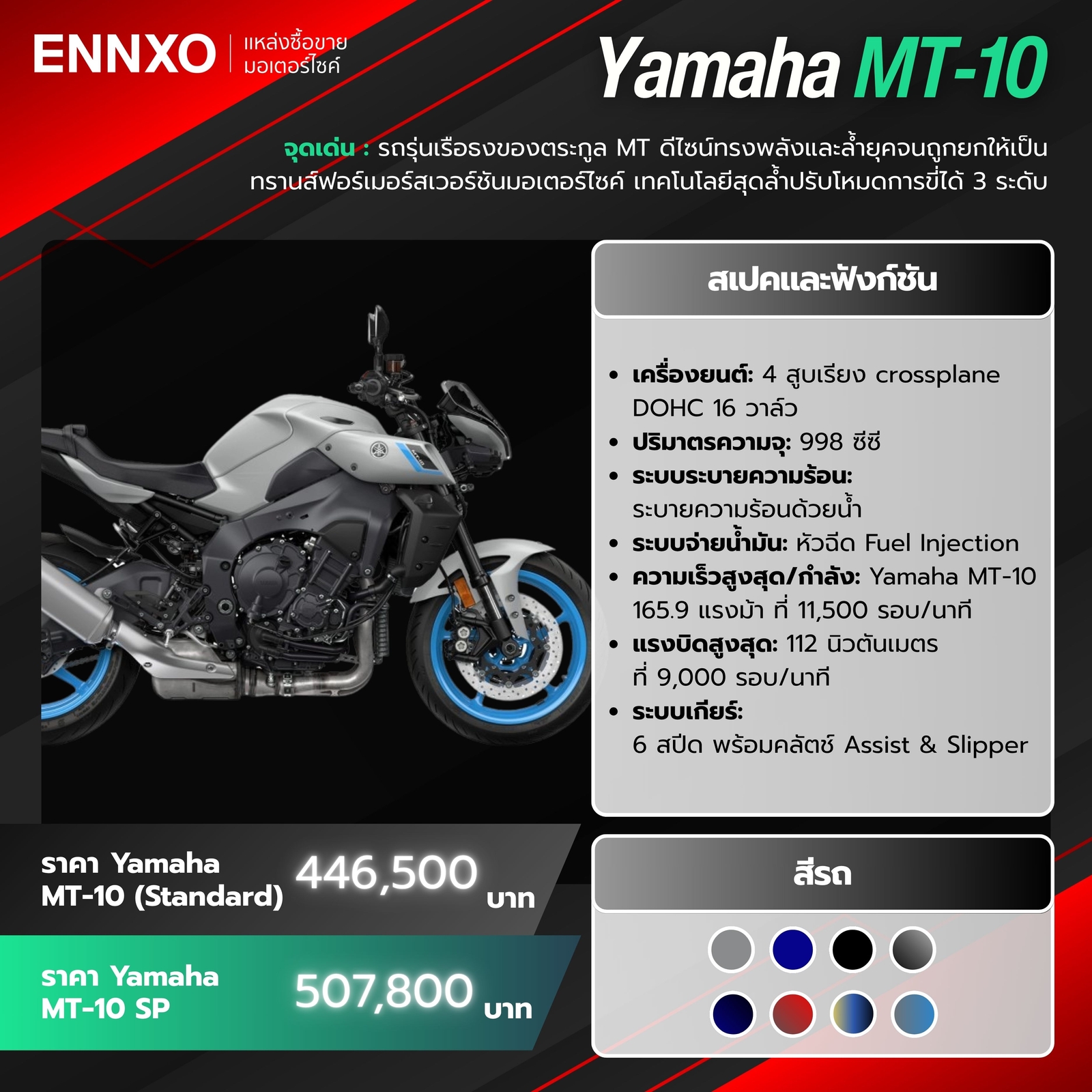 Yamaha MT-10 สเปค