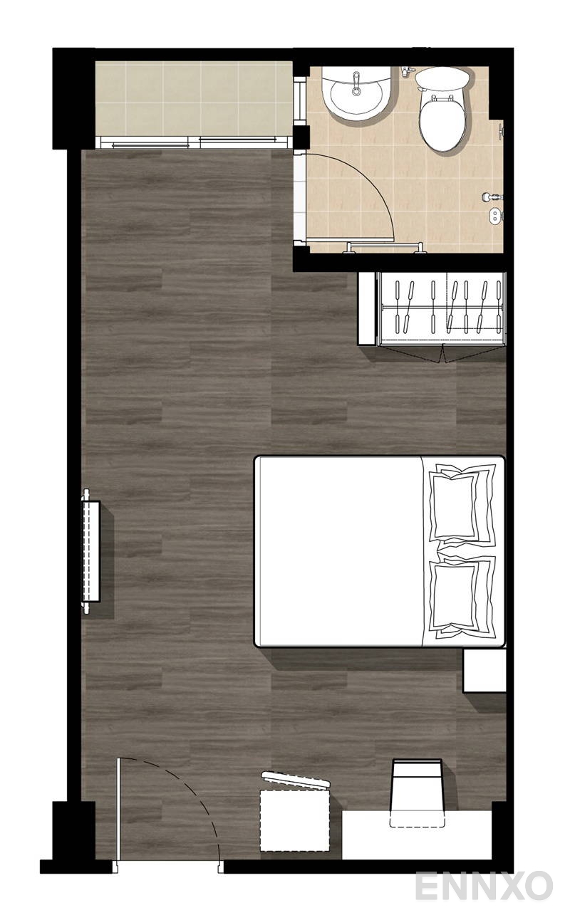 รูปแปลนห้อง Studio ของโครงการ Yuruay Condo  