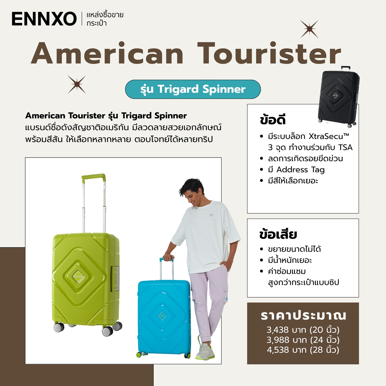 รายละเอียดกระเป๋าเดินทาง American Tourister รุ่น Trigard Spinner