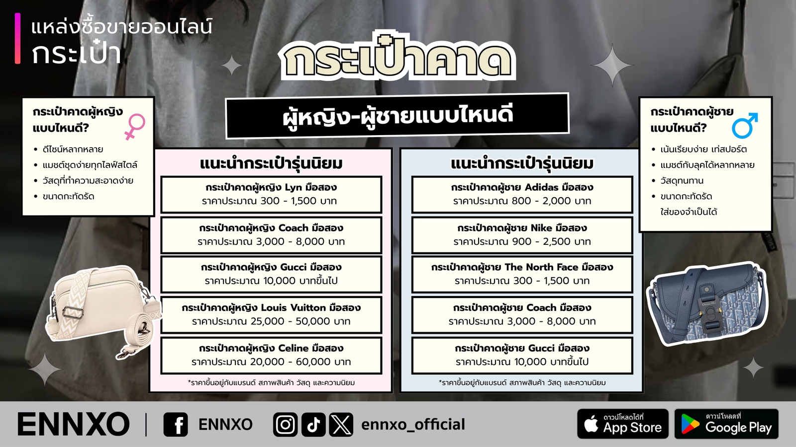กระเป๋า-คาดเอว-คาดอก-ผู้หญิง-ผู้ชาย-แบรนด์แบบไหนดี