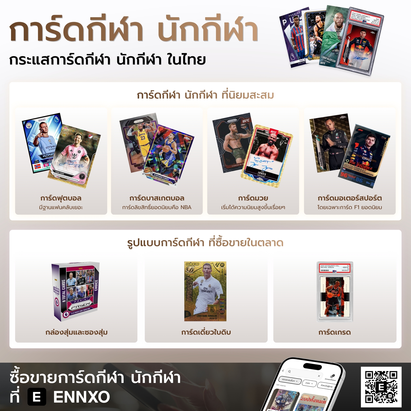 การ์ดกีฬา นักกีฬา ที่นิยม พร้อมซื้อขายได้ที่ ENNXO