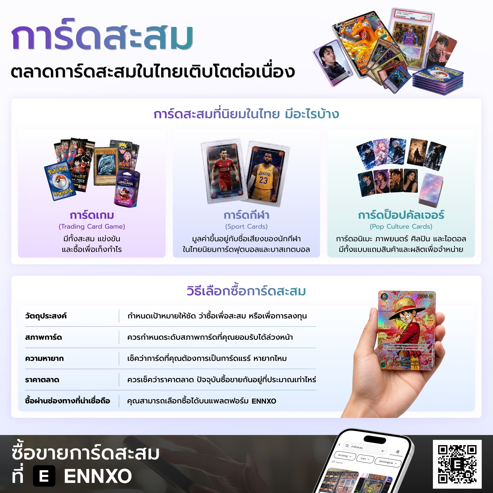 การ์ดสะสมที่นิยม มีอะไรบ้าง พร้อมซื้อขายได้ที่ ENNXO