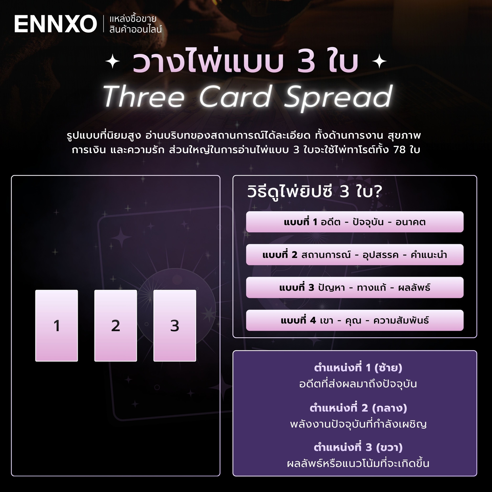 การวางไพ่แบบ-3-ใบ-ดูดวง-ความรัก-งาน-เงิน