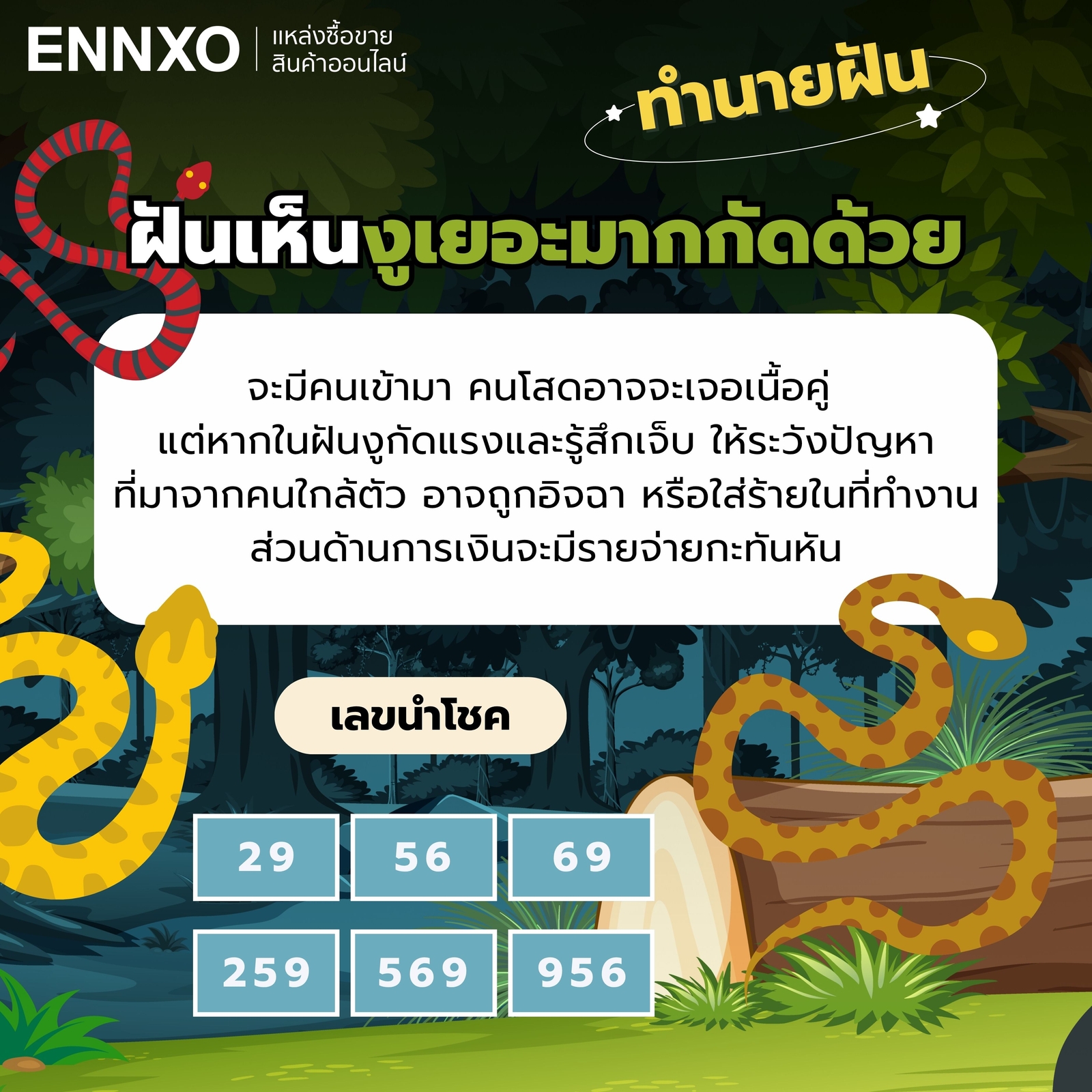 ความหมาย ฝันเห็นงูเยอะมากกัดด้วย เลขเด็ด