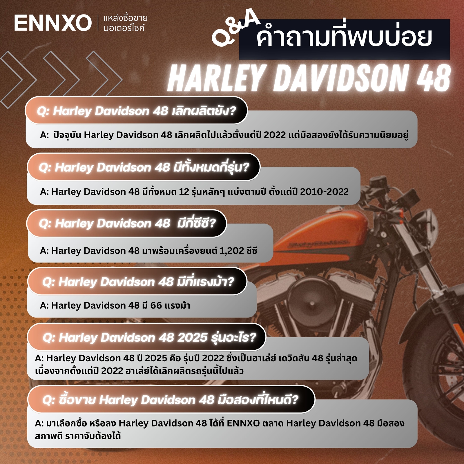 Harley Davidson 48 มีกี่ซีซี กี่แรงม้า